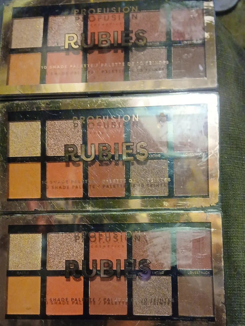 Lot of 3 Profusion Cosmetics Rubies Eyeshadow Palette - Warm Multi-Color sealed